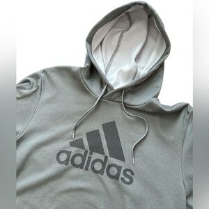 Adidas Men’s Gray Spell Out Hoodie Size Large Aeroready Drawstrings‎ Active